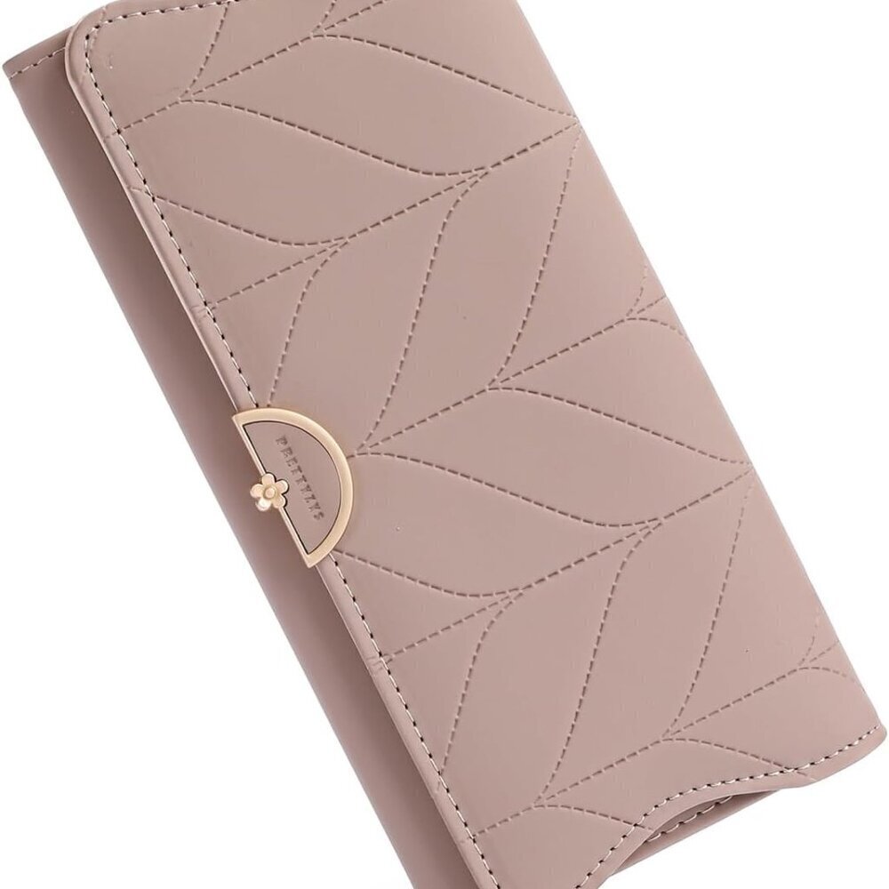 Leather Wallet for Women RFID Block Card Holder Zipper Coin Pocket Clutch